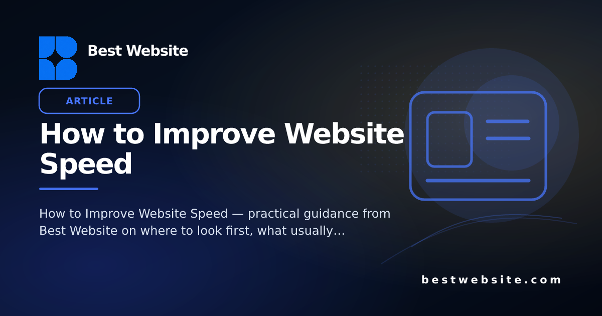 How to Improve Website Speed • Blog • Best Website