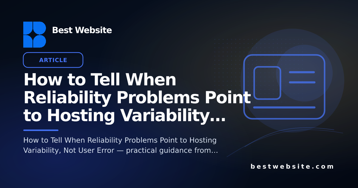 How to Tell When Reliability Problems Point to Hosting Variability, Not ...