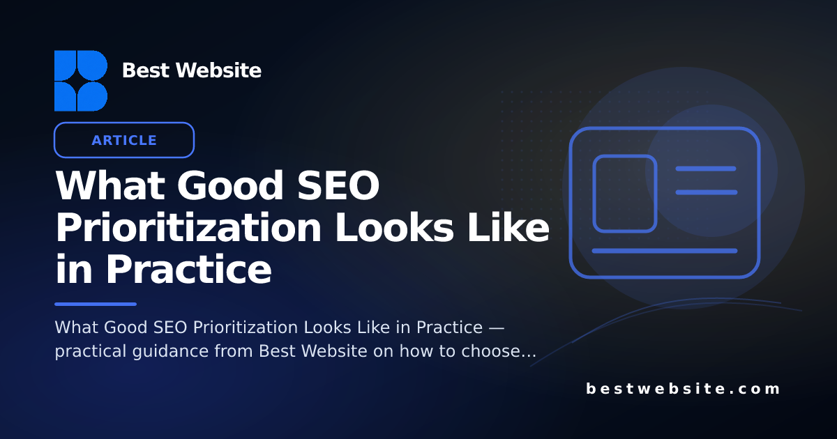 What Good SEO Prioritization Looks Like in Practice • Blog • Best Website
