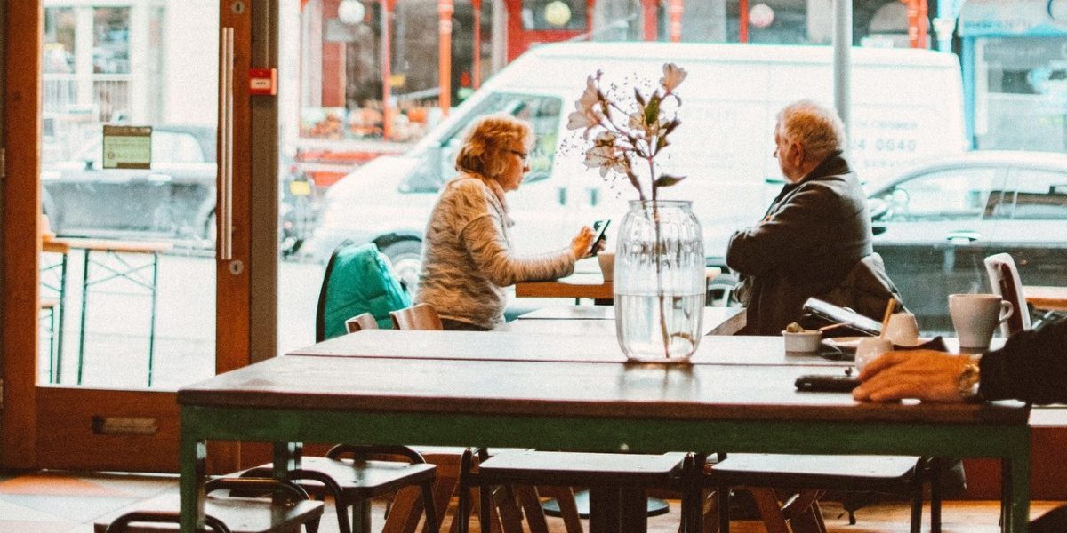 Two customers sitting at a table